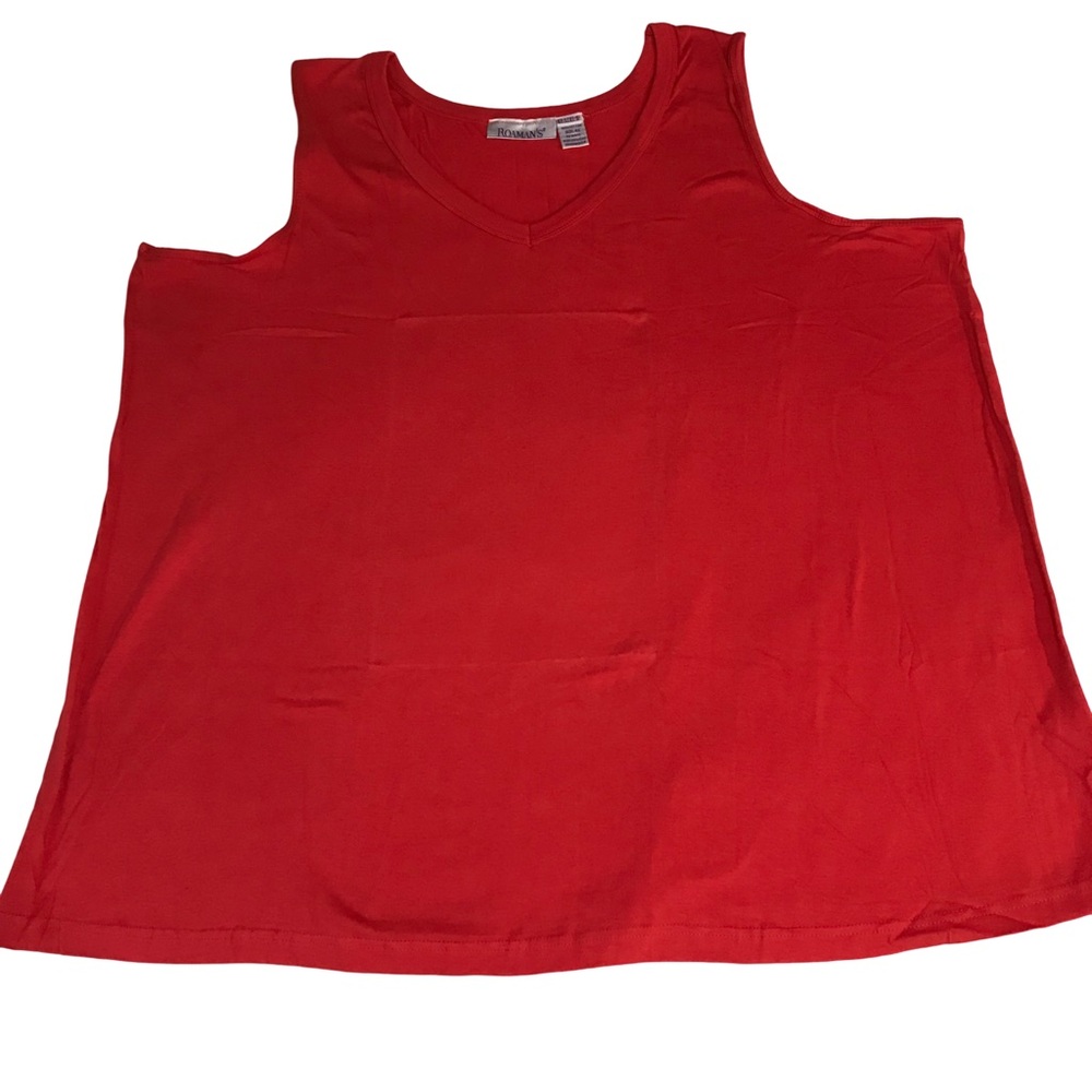 Roaman’s V-Neck Tank Top Women’s Size 4X Color Red Pullover 100% Cotton